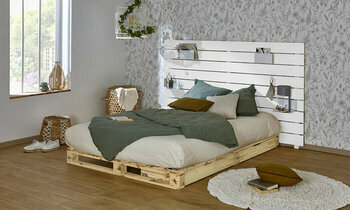 Lit palette Corfou avec tte de lit Ipar blanche