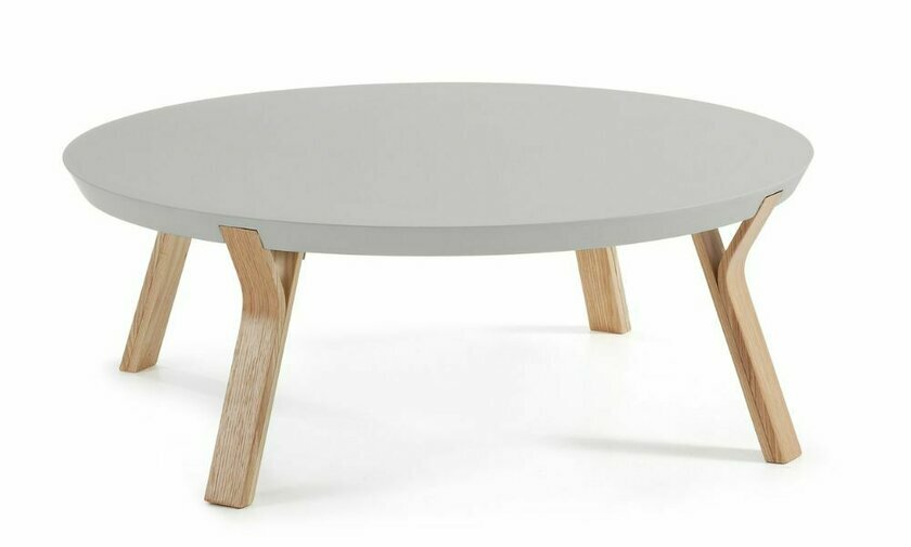table basse ronde en frne Massy coloris gris