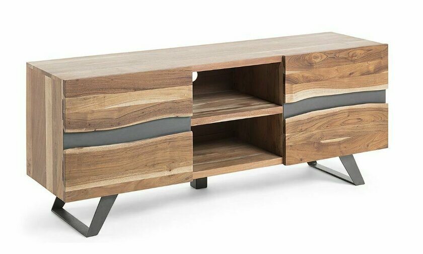 meuble tv industriel en bois d'acacia collection no